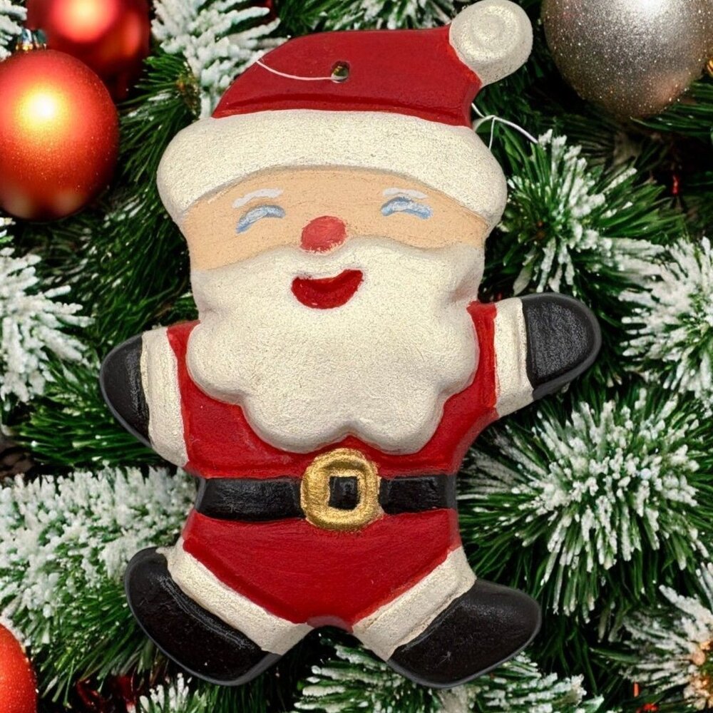 Vintage Santa Claus Christmas Tree Ornament Hand Painted Jolly Old St Nick